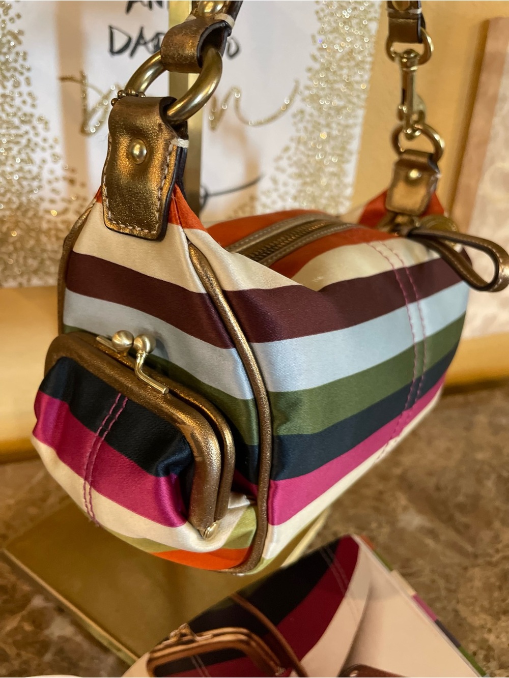 COACH Y2K Legacy Stripe Kisslock Limited Edition Mini Shoulder Bag AND Catalog - Picture 9 of 17